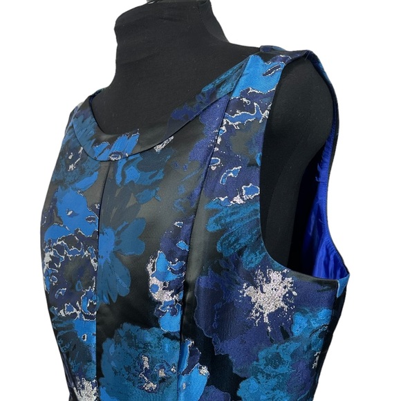 NWT ASL Tahari Blue & Silver Floral Dress - Picture 10 of 14